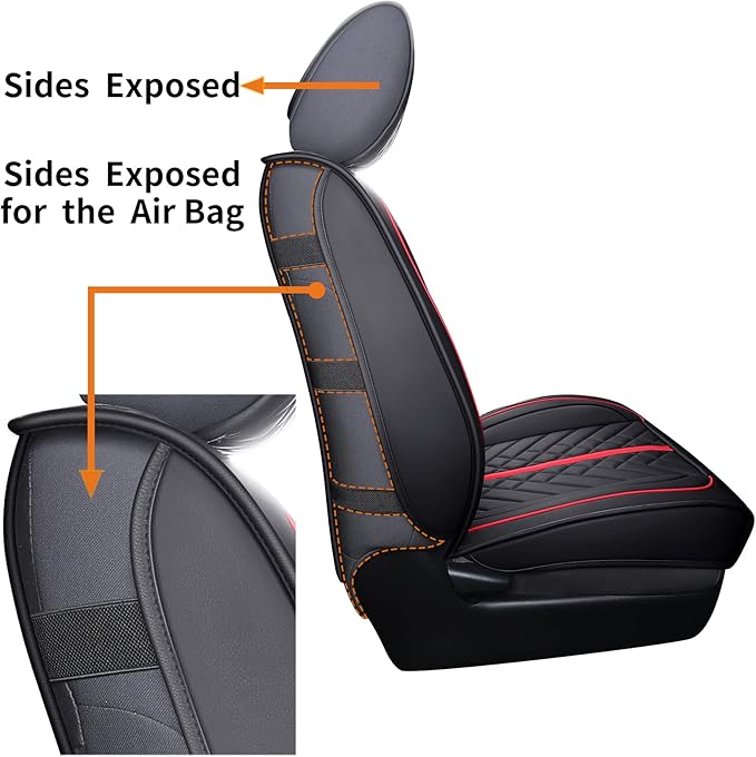 Tomatoman Tacoma Seat Covers Compatible with Toyota Tacoma 2005-2024 2025 2026 Truck Access Crew Double Extended Cab TRD Sport Offroad Limited SR5 V6 Airbag Compatible Car Cushions(Full Set/Black-Red)