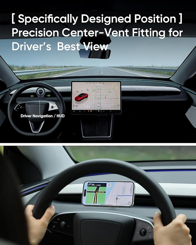 Magnetic Phone Mount for Tesla Model 3 2024+(Highland) - Strong MagSafe Car Phone Mount, Specifically for Center Vent Position Phone Holder,No Damage Installation & Interior Protection