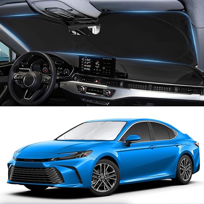 Sunshade for 2025 2026 Camry LE XLE Hybrid SE XSE Sedan Summer Interior Accessories Front Window Shield 210T Coating Cover for Windshield Sun Visor Protector 2026 Upgrade