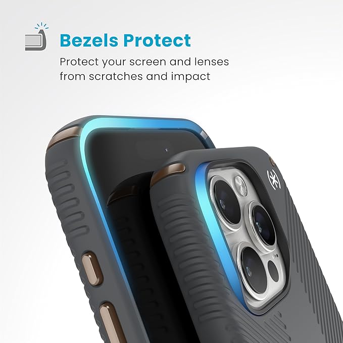 Speck iPhone 16 Pro Case - Slim Phone Case iPhone 16 Pro - iPhone 16 Pro Phone Case - Presidio 2 Grip - Charcoal Grey/Bronze