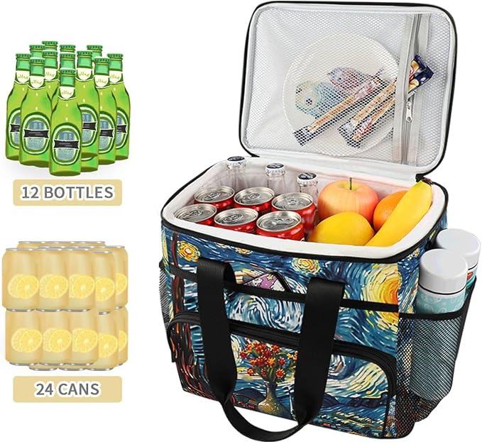 Cooler Bag Insulated Picnic Bag Large Lunch Box Reusable Tote Bag Soft Sided Portable Beach Cooler Grocery Camping