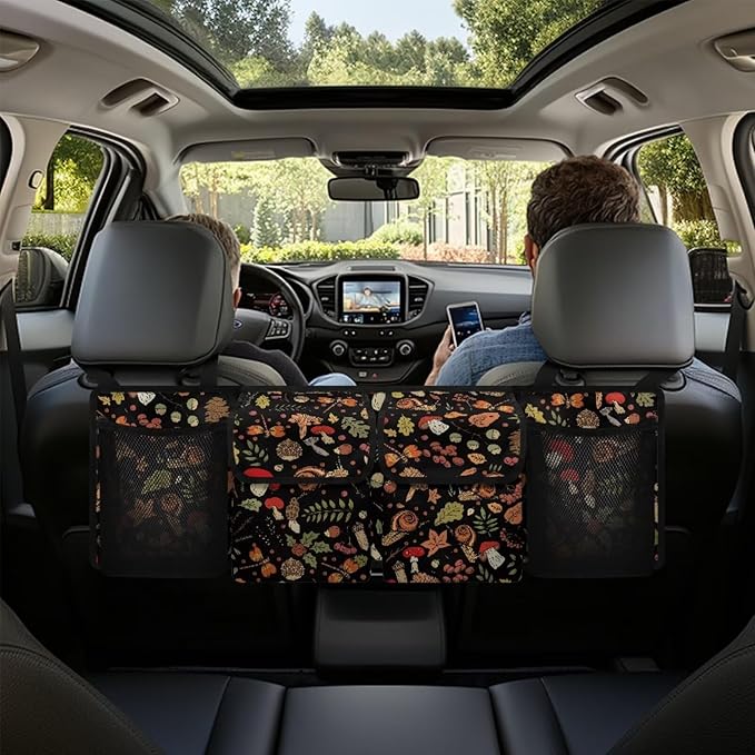 Mushroom Trunk Organizer for Car, Trucks, SUV, Space-Saving Back Seat Car Organizer Adjustable Car Back Seat Organizer with 4 Pockets, Car Organizers Storage Bag