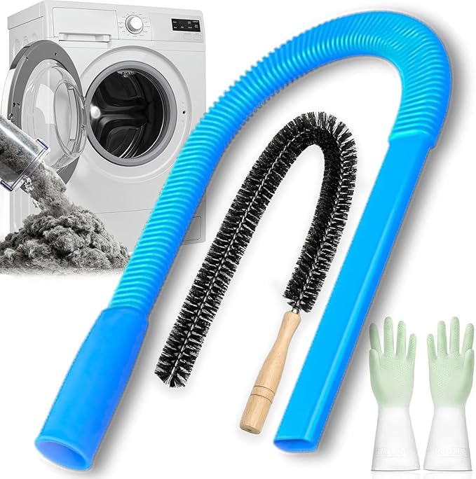 Dryer Vent Cleaner Kit – Flexible Brush & Universal Vacuum Attachment for Lint Removal, Dryer Duct and Vent Cleaning Tool for Dryer, Washer, Car Vents & Air Ducts