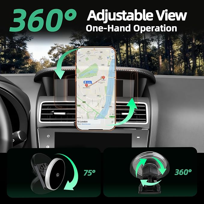 Car Cell Phone Holder for Subaru Forester (2007-2013 2014), Magnetic Phone Holder, Magsafe Car Mount Charger, Dashboard Phone Holder, Cell Phone Automobile Cradles, 15W Wireless, 360° & Hands Free