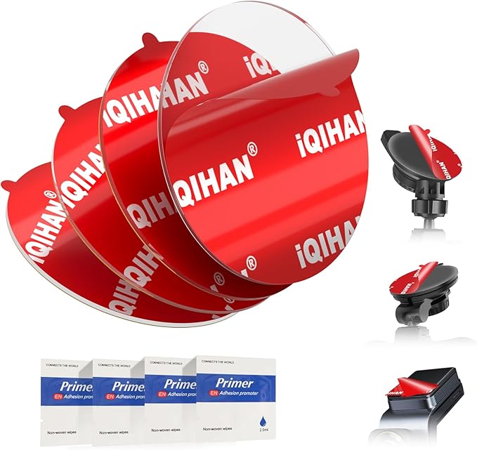 Adhesive Sticky Pads for Dash Cam Mount, 4Pcs Double-Sided Dashcam Mounting Tape, Heat-Resistant Heavy Duty Transparent Sticker Tape Replacement for Car Camera GPS Windshield Windscreen Dashboard