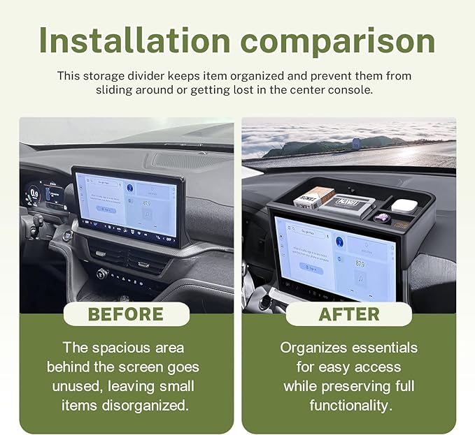 HGWEI Dash Storage Tray Compatible with 2025 2026 Ford Explorer (Active/T-Line/ST/Platinum/Tremor) Interior Accessories Behind 13.2" Screen Center Console Dashboard Organizer Insert Mount Holder