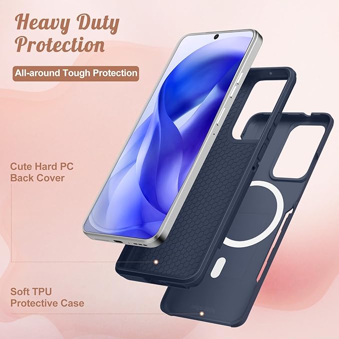 for Moto Edge 2024 Case - Compatible with MagSafe Women Girls Boys Cute Magnetic Protective Phone Cover Cool Blue Unique Heavy Duty Shockproof Design for Motorola Moto Edge 2024 Cases