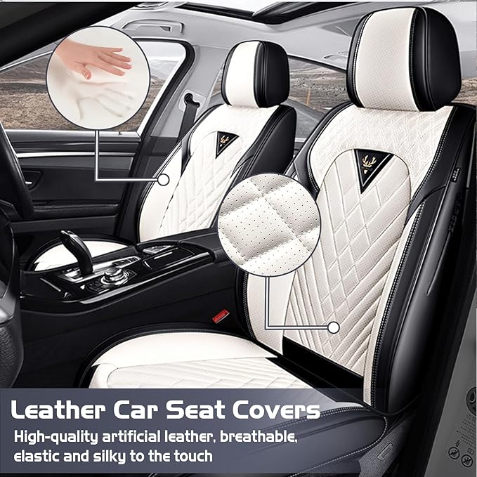 Truck Seat Covers for Ford Bronco 2021-2026, Waterproof Premium Leather Full Coverage Car Seat Cover, Muscle Sport Style Auto Interior Seat Cover Sets (Full Set/Black White)