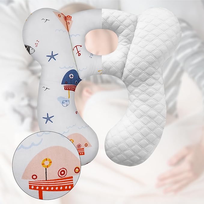 Baby Travel Pillow, Upgrade U-Shape Infant Pillow for Car Seat Pushchair and Stroller, Soft Comfortable Sleep Cushion for Kids Newborn and Toddler -Starfish White