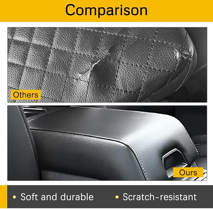 A ABIGAIL Center Console Armrest Cover Compatible with Ford F250 F350 F450 2017-2023 PU Leather Arm Rest Box Lid Middle Console Cover Seat Protector Armrest Cushion Pad (Black)