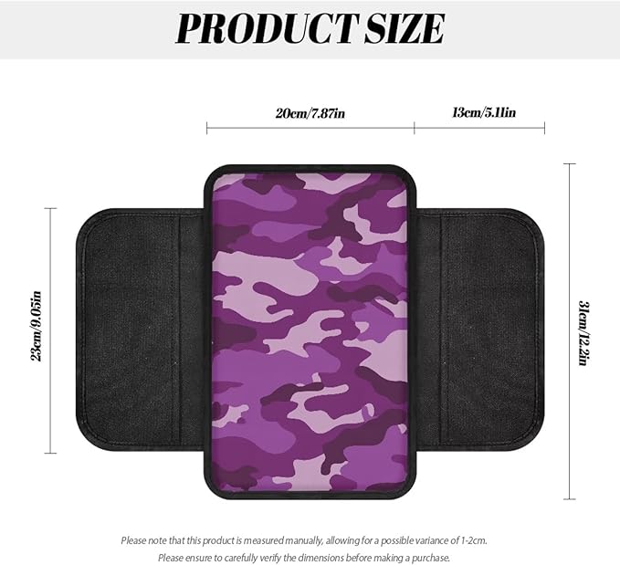 Camo Print Center Console Covers for Cars Waterproof Automobile Armrest Seat Box Cover Cushion Scratch-Resistant Vehicle Armrest Cover Pad Universal Fit for Most Cars Sedan Truck SUV