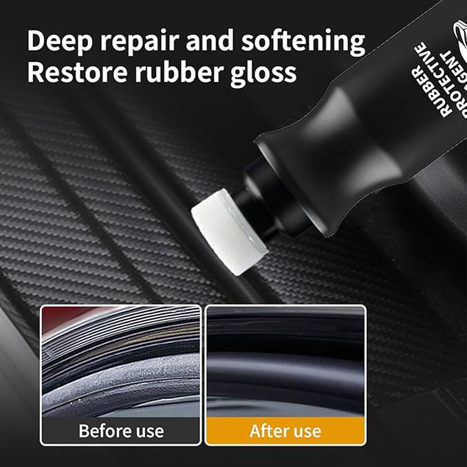 Car Rubber Seal Protectant - Gummi Pflege, Car Door Rubber Seal Protectant Strip Lubrication, Black Plastic Car Trim Restorer, Window Track Lubricant, Use on Car Door, Window, Trunk Seals (1)