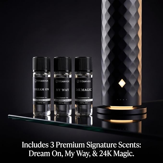 Essential Oil Diffuser Bundle - Cordless Waterless Diffuser for Home, Office, Car, Bathroom – USB Rechargeable Remote Control Portable Nebulizer Aromatherapy Diffusers – 1,100Sq. Ft. Coverage