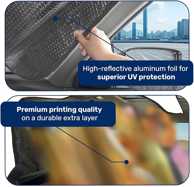 GENANY Honey Bear Windshield Sun Shade for Car SUV Truck (55x30 inches),Sun Shade Windshield, Shades for Front Windows, Protector Blocks UV, Halloween Car Decor