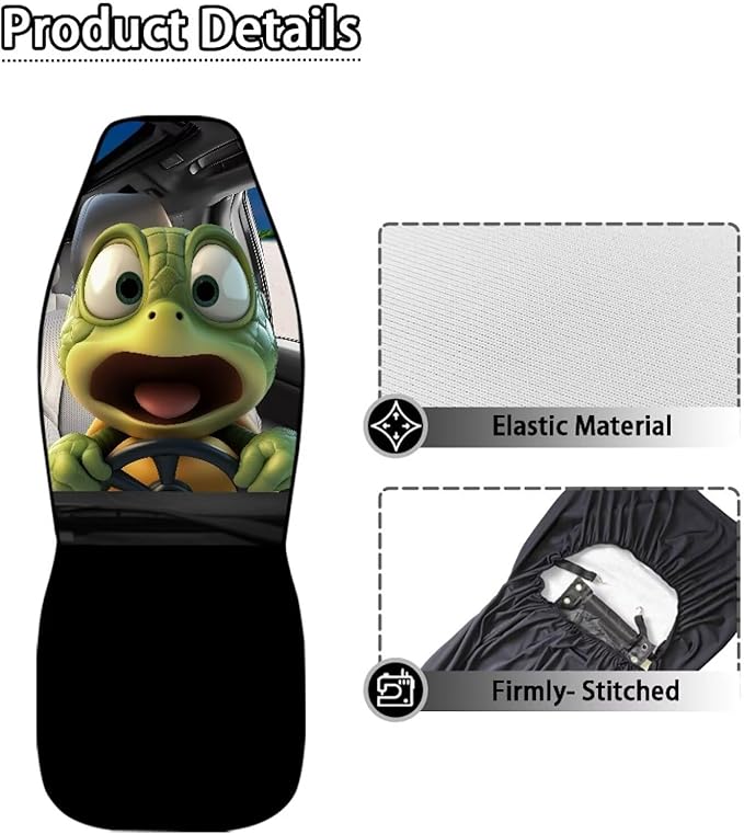 Funny Car Seat Cover Front Seats Only,Cartoon Turtle Driver Seat Cover Soft Saddle Blanket Cushion Cover for SUV,Vans,Sedans,Trucks