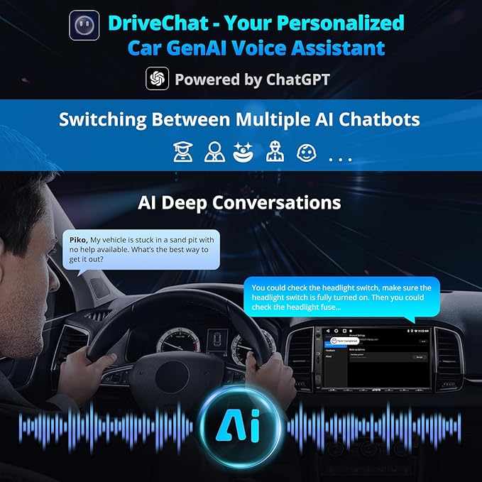 A5L 7'' Android Double DIN Car Stereo with 1080P Front Dash Cam, DriveChat AI, Wireless CarPlay & Android Auto, DSP 24-Band EQ, HDMI Out, Fast Boot, WiFi/BT/USB Tethering, GPS Track