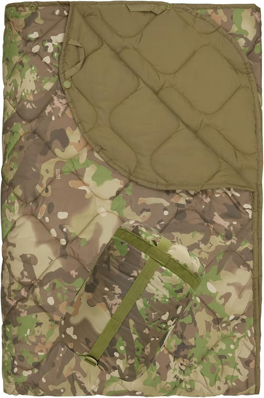 Poncho Liner Military Insulation Blanket Camo with Compression Carry Bag for Outdoors Hiking Jungle Hunting Gear