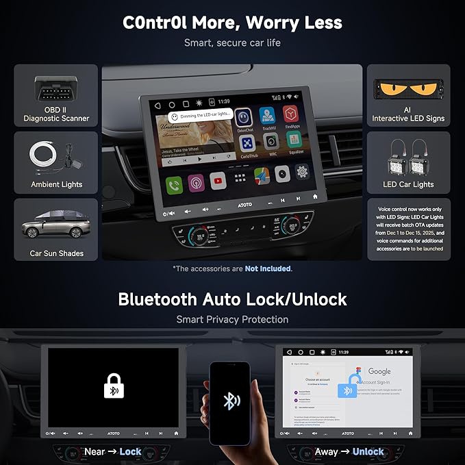 ATOTO S8 MS 10" Android Double-DIN & Single-DIN Car Stereo, QLED Floating Screen, 4G LTE/Wi-Fi, Dual Cam Recording, Wireless CarPlay & Android Auto, Dual Bluetooth, GPS Track, 36EQ, DSP