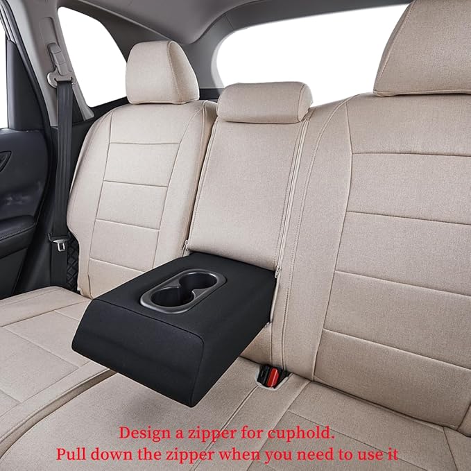 Coverdram Custom Seat Covers Compatible with Select Toyota RAV4 LE 2013 2014 2015 2016 2017 2018 Models (Beige,Full Set)