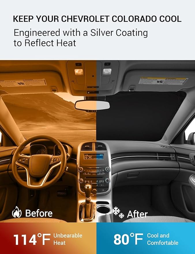Proadsy 2026 Upgrade Windshield Sun Shade Custom Fit 2013-2015 Malibu Foldable Front Sunshade Protector Sun Visor Blocks UV Rays Keep Car Cooler