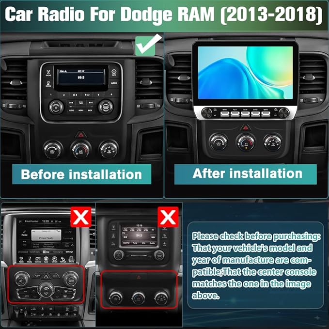 Car Radio Stereo Upgrade for Dodge RAM 1500/2500/3500 2013-2018 X (9.9“)