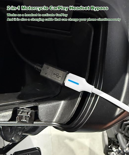 USB-C Motorcycle CarPlay Bypass Adapter Cable,Activate Motorcycle CarPlay Screen Casting Without Bluetooth Headset,Compatible with Harley/Goldwing/Indian,Support Charging Simultaneously