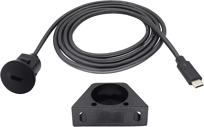 zdyCGTime USB Type C 3.0 Flush Mount Extension Cable USB C 3.0 Male to Female Flush Panel Mount Cable for Car, Boat, Motorcycle, Truck Dashboard,Sync Charging & Data Transferring.(1.5M/5FT/Type C)