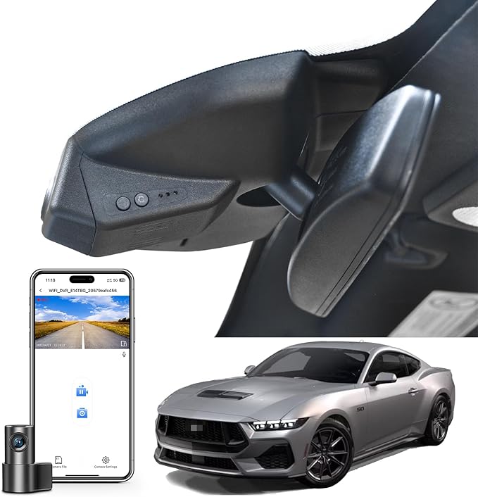 Mangoal Front 4K & Rear 1080p Dash Cam Fit for Ford Mustang S550 2022-2023(with a Big Cover), EcoBoost Premium GT Premiun Mach 1(Model A), WiFi & App, 128GB Card