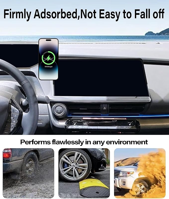 Car Phone Holder for 2023 2024 2025 2026 Toyota Prius Accessories 15W Fast Wireless Charger Screen Fixed Clip Cell Phone Mount Hands-Free 360 Degree Rotation (12.3 Inch)