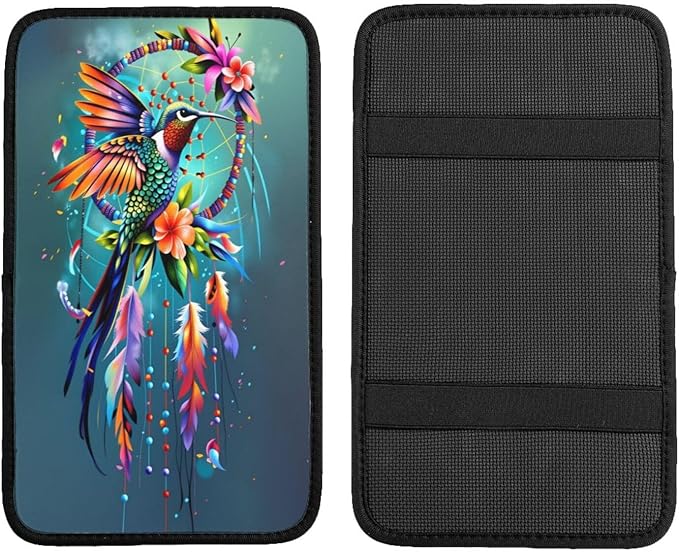 Hummingbird Car Handrail Box Cushion Armrest Cover Auto Center Console Pad Car Decor 12.6X7.5 in
