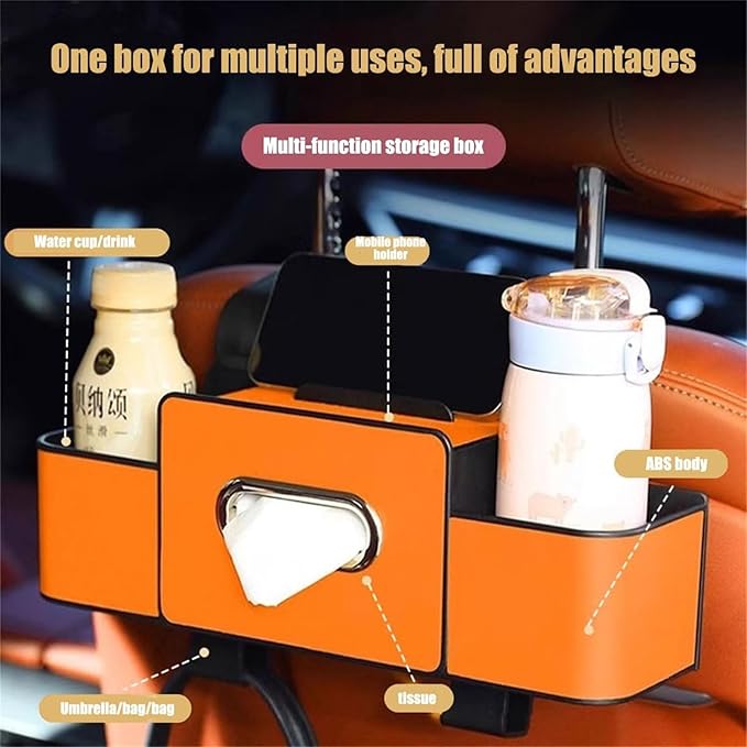 Car Organizers and Storage Box Behind Seat, Large Car Seat Back Organizer for Hold Phone, Drinks, Handbag, Universal Fit for Suv/Sedan (white, 2pcs)