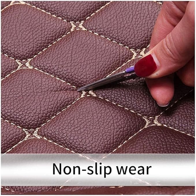 Custom Car Mats All Weather Fit Automotive Floor Mats PU Leather Protector Mat for Most Sedan, SUV, Truck Floor Mats (Black and Wine Red Side)