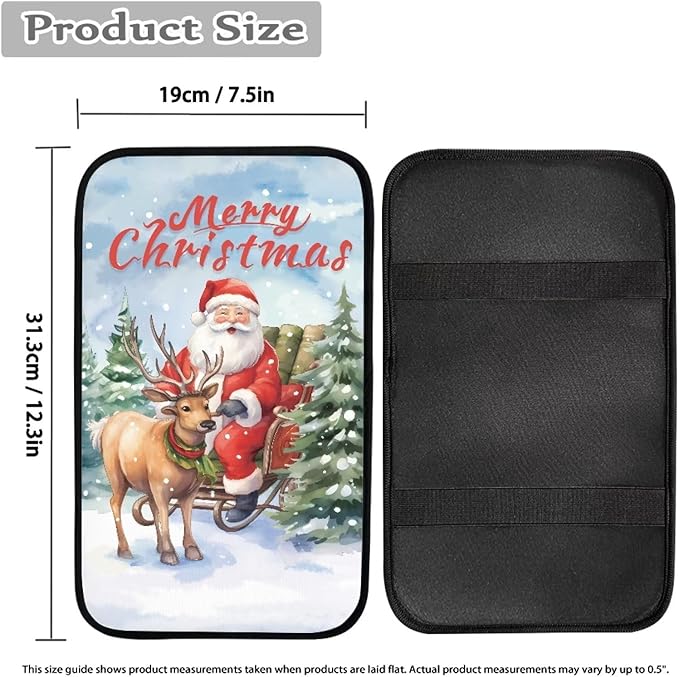 Reindeer Universal Center Console Armrest Soft Pad Protector Cover Non Slip Fits for Most Vehicle,SUV,Truck Car Christmas Decoration