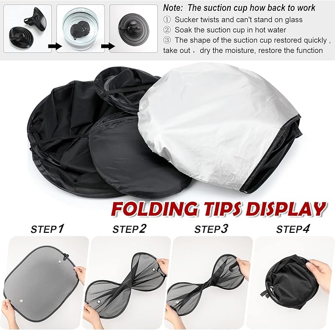 Tallew 6 Pack Car Window Shades for Baby, Include Front Rear Side Sun Visor Windshield Shade Cling Sunshade with Suction Cups for UV Protection(63 x 34 Inch)