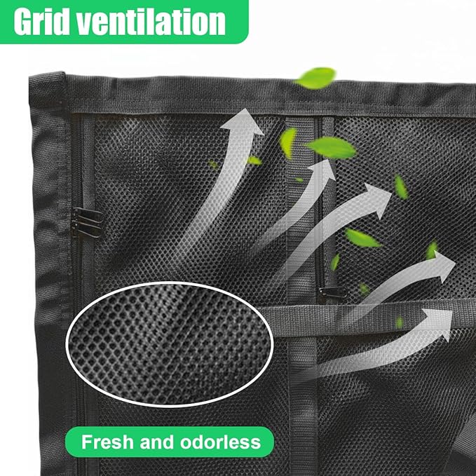 Double-Layer Car Ceiling Cargo Net, 31.49" x 20.86" Auto Roof Mesh Storage Pocket with Adjustable Buckle, 3 & 4-Handle Vehicle Interior Organizer Bag for Road Trips and Camping (Black)