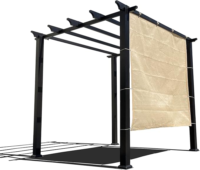 Sun Shade Privacy Panel with Grommets on 4 Sides for Patio, Awning, Window Cover, Pergola or Gazebo (Banha Beige, 10' x 10')