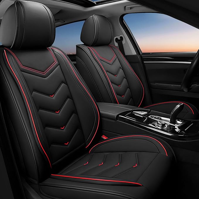 Car Seat Covers Fit for Toyota rav4 2000-2026, Stylish Sport Seat Covers, Waterproof Wear-Resistant Premium Nappa Leather Car Seat Cover.(2 Pcs Front/Black)