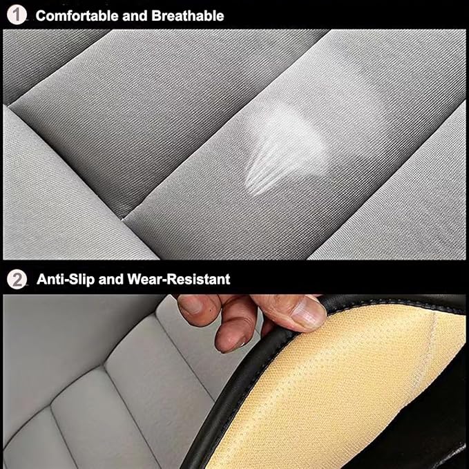 Generic Car Seat Cushion with Lumber Support Pillow- Used Memory Foam Design to Relief Pain and Enhanced Comfort for Automotive Seat Driver, Ergonomic Lumbar Comfort for Long Sitting, Light Grey