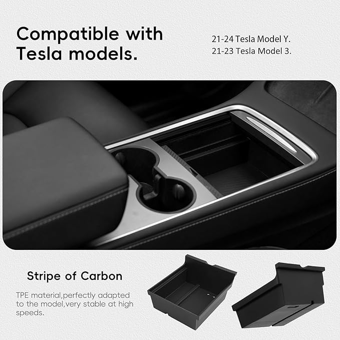 2021-2024 Tesla Model Y Center Console Organizer Tray Accessories Compatible with Model 3 (2021-2023) Storage Box Armrest Compartment Insert