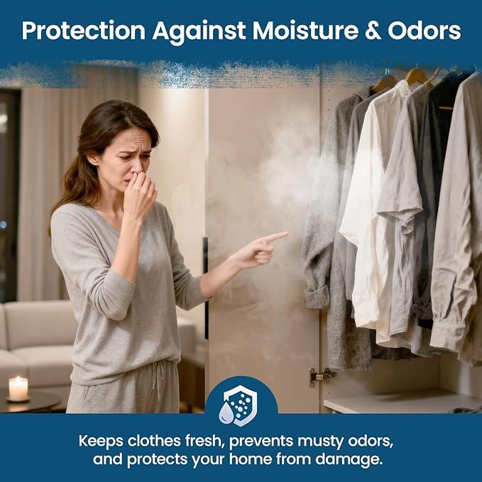 Moisture Absorbers and Humidity Absorber Bags for Closet - 10 Pack High-Efficiency Moisture Absorber and Humidity Packs for Home, Moisture Bags and Dehumidifier Bags for Car Fragrance Free, 10 Pack