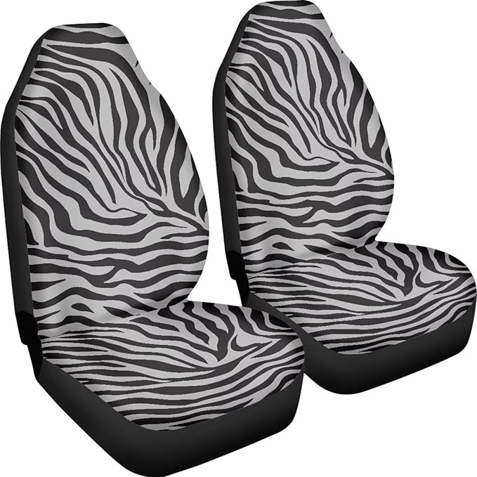 Zebra Print Car Seat Cover Universal Seat Covers for Front Seats for Auto Truck Van SUV 2 Pcs