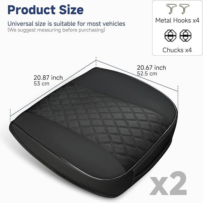 West Llama Front Car Seat Cover Protector, Comfortable Velvet Bottom Seat Cover Fits 95% of Vehicles,Cars,SUVs,Sedans,21.26 × 20.86 Inch(2PC-Black)