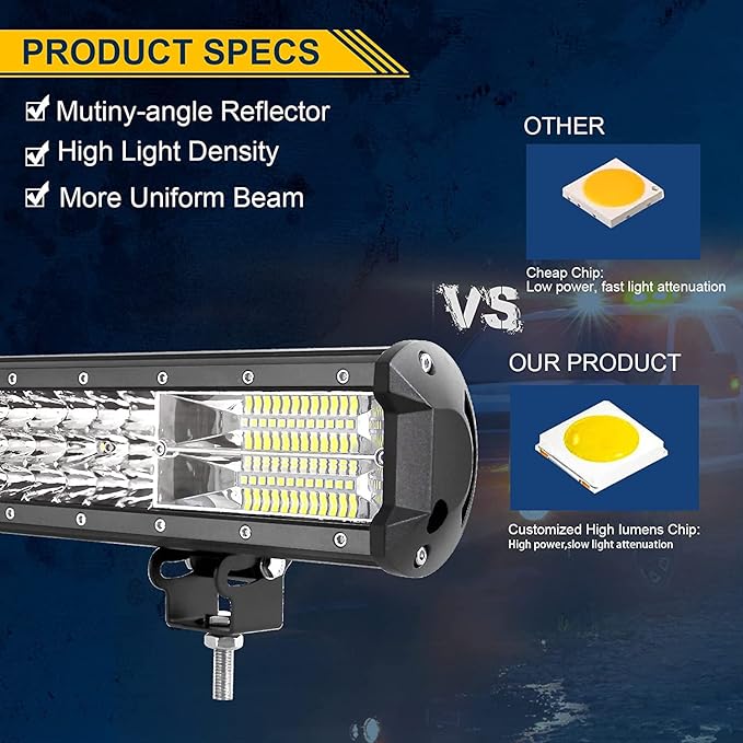AUXTINGS 34 inch 468W LED Light Bar Triple Row Spot Flood Combo Beam Off Road Lights Waterproof Work Light with Wiring Harness for Jeep Trucks SUV ATV UTV Boat Lights, 12V 24V