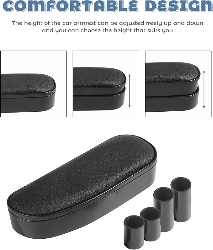 Armrest Cushion,Car Accessories Arm Rest Pads,Auto Side Door Armrest Pillow Relieve Driver Arm Fatigue,Soft Aoto Armrest Pillow with Storage Box,Suitable for Most Cars,Trucks,SUVs,RVs (Black)