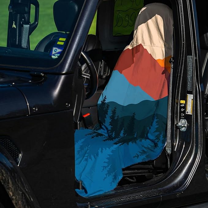2 Pack Car Seat Towel Covers, Sweat Protector for Front Seats, Premium Thickened Microfiber with Sedona, Breathable & Quick Dry, Machine Washable Cover for Gym Running Beach Universal Fit Sunset