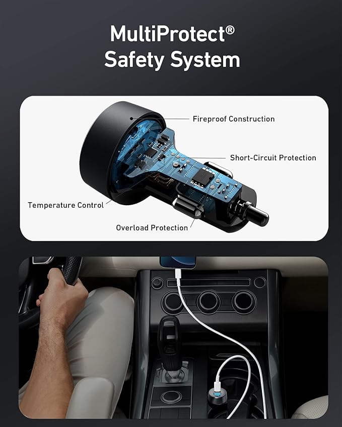 Anker USB C Car Charger, Compact 32W 2-Port, LED Indicator Type C Charger with 20W Power Delivery & 12W PowerIQ, Compatible with iPhone 15 14 13 12 Series, Pixel 3 2 XL, iPad Pro & More Devices
