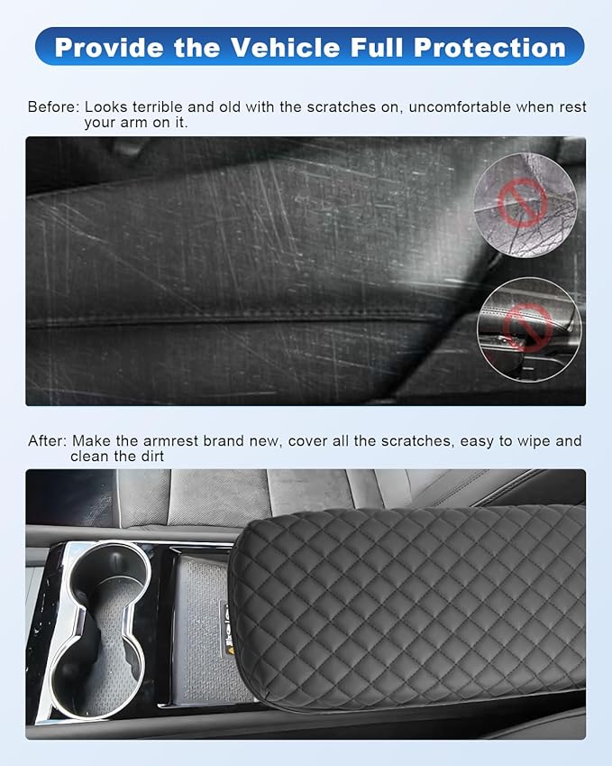 CDEFG for 2024 2025 2026 Chevy Blazer EV Center Console Cover for 2024 2025 2026 Chevrolet Blazer EV LT/RS Accessories Armrest Cover Middle Console Pad Arm Rest Cushion (Black Thick)