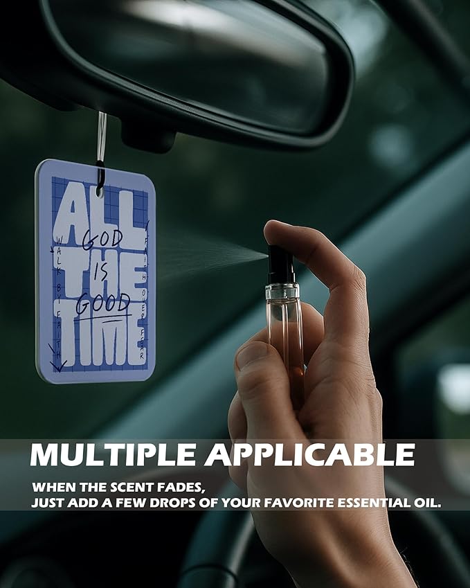 Retro Blue Christian Car Air Freshener 4 Pcs, Neutral Bible Verses Hanging Air Freshener for Cars Bathroom Dorm Books Decor, Vintage Religious Accessories Gifts for Women Men