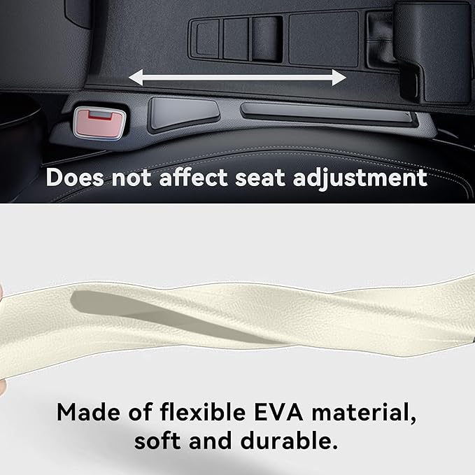 Car Seat Gap Filler Organizer, 2PCS Multifunctional Vehicle Fill Gap Blocker with Storage Slot Between Seat & Console, Anti-Drop Auto Interior Organization, Universal Fit (Beige)
