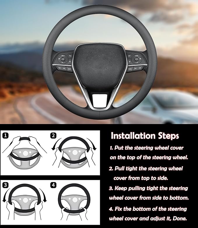 XHRING Car Steering Wheel Cover for Chevy Chevrolet Silverado 1500 2500 HD 3500HD Equinox Malibu Colorado Cruze Impala Traverse Spark Tahoe Trax Express Blazer Suburban Accessories 14 "1/2-15"